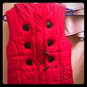 Red love tree flannel vest.